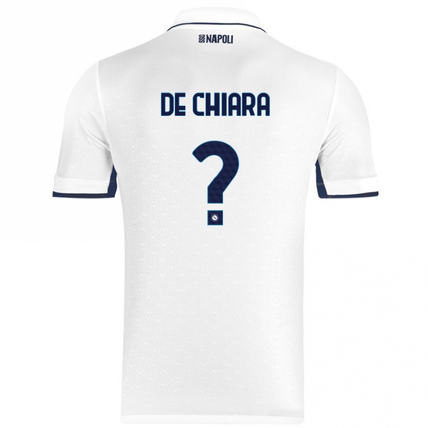 Gyermek Labdarúgás Emmanuele De Chiara #0 Fehér Royal Blue Idegenbeli Jersey 2024/25 Mez Póló Ing