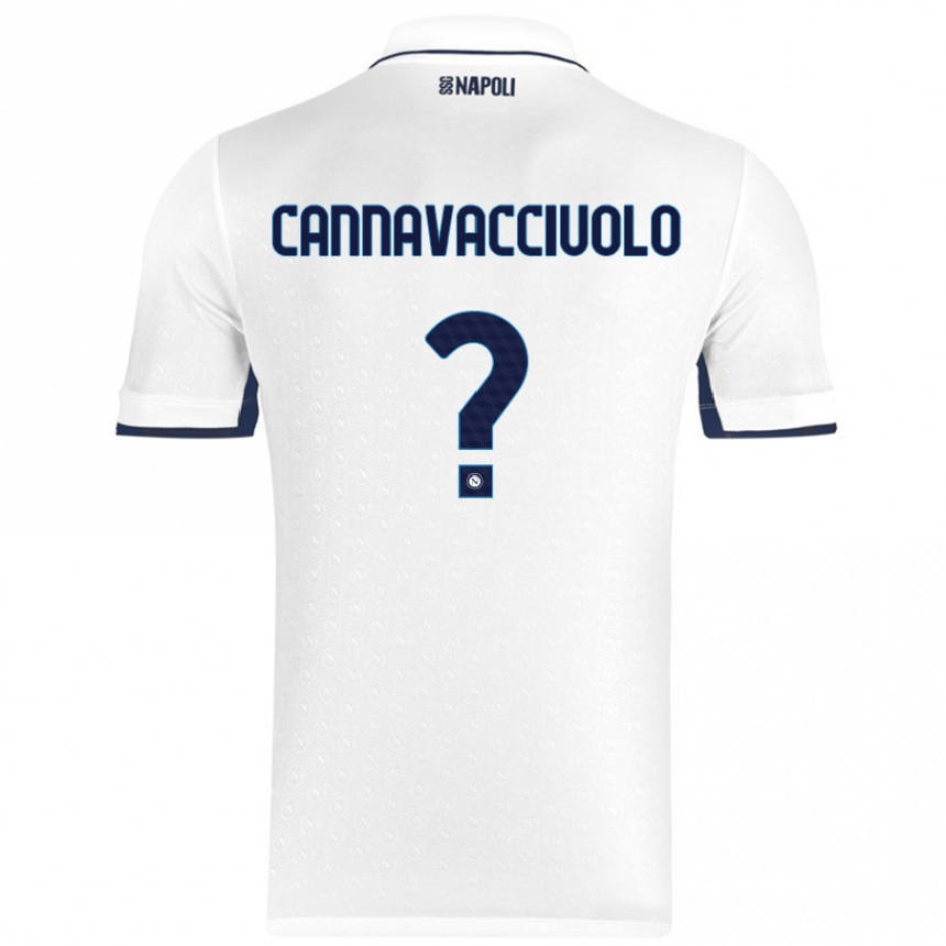 Gyermek Labdarúgás Luigi Pio Cannavacciuolo #0 Fehér Royal Blue Idegenbeli Jersey 2024/25 Mez Póló Ing