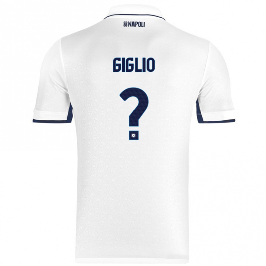 Gyermek Labdarúgás Angelo Giglio #0 Fehér Royal Blue Idegenbeli Jersey 2024/25 Mez Póló Ing