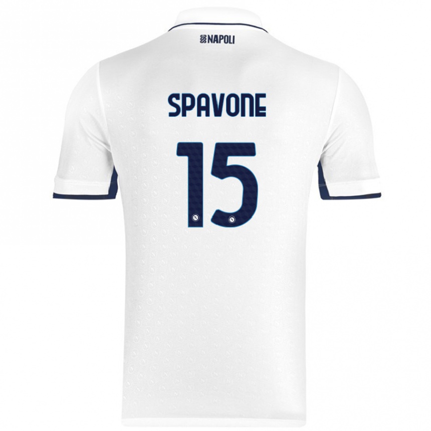 Gyermek Labdarúgás Alessandro Spavone #15 Fehér Royal Blue Idegenbeli Jersey 2024/25 Mez Póló Ing