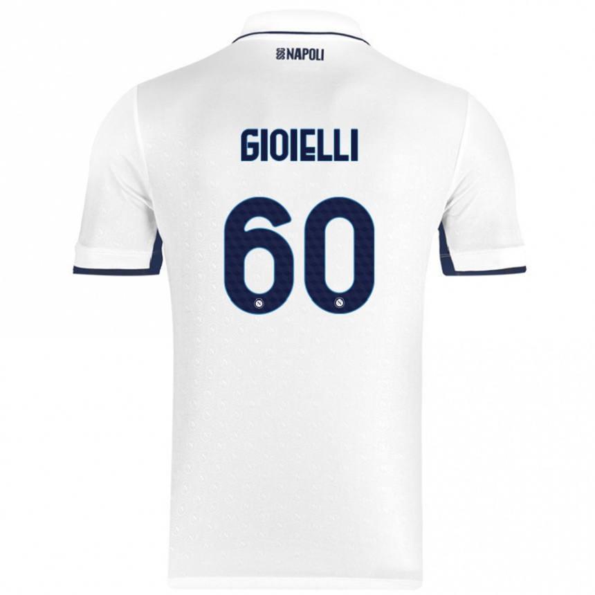 Gyermek Labdarúgás Francesco Gioielli #60 Fehér Royal Blue Idegenbeli Jersey 2024/25 Mez Póló Ing