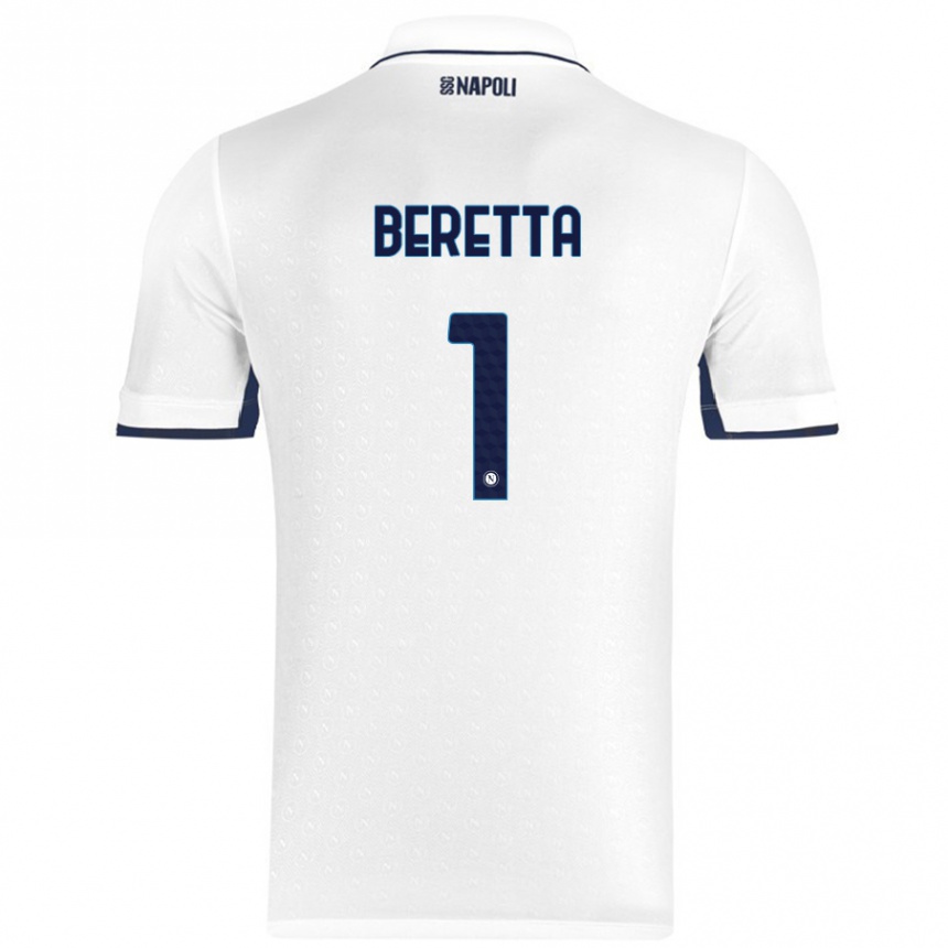 Gyermek Labdarúgás Beatrice Beretta #1 Fehér Royal Blue Idegenbeli Jersey 2024/25 Mez Póló Ing