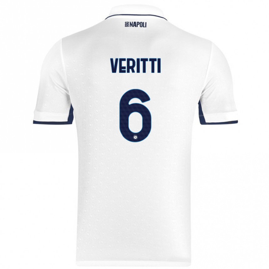 Gyermek Labdarúgás Federica Veritti #6 Fehér Royal Blue Idegenbeli Jersey 2024/25 Mez Póló Ing