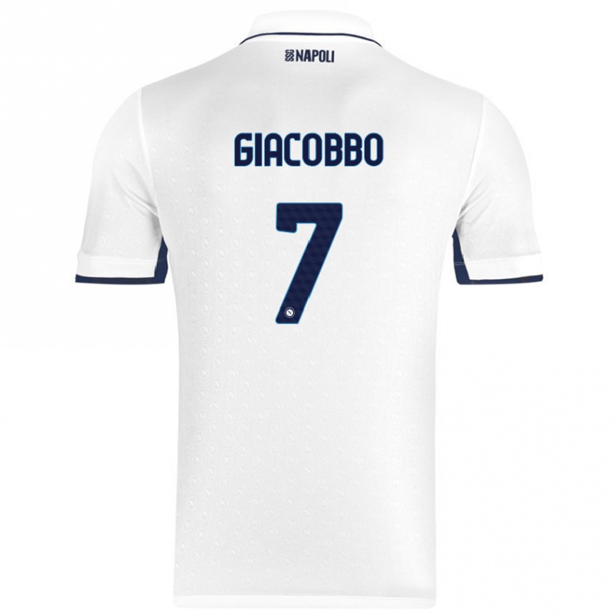 Gyermek Labdarúgás Giulia Giacobbo #7 Fehér Royal Blue Idegenbeli Jersey 2024/25 Mez Póló Ing