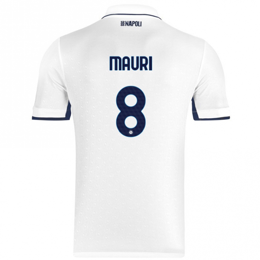 Gyermek Labdarúgás Claudia Mauri #8 Fehér Royal Blue Idegenbeli Jersey 2024/25 Mez Póló Ing