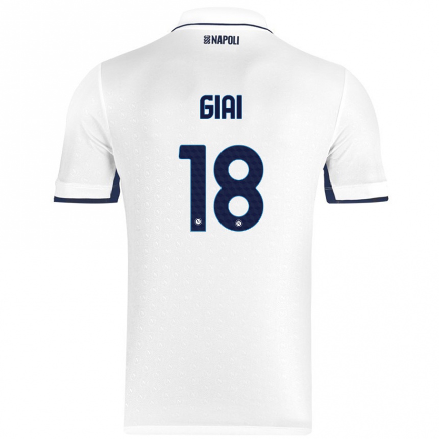 Gyermek Labdarúgás Alice Giai #18 Fehér Royal Blue Idegenbeli Jersey 2024/25 Mez Póló Ing