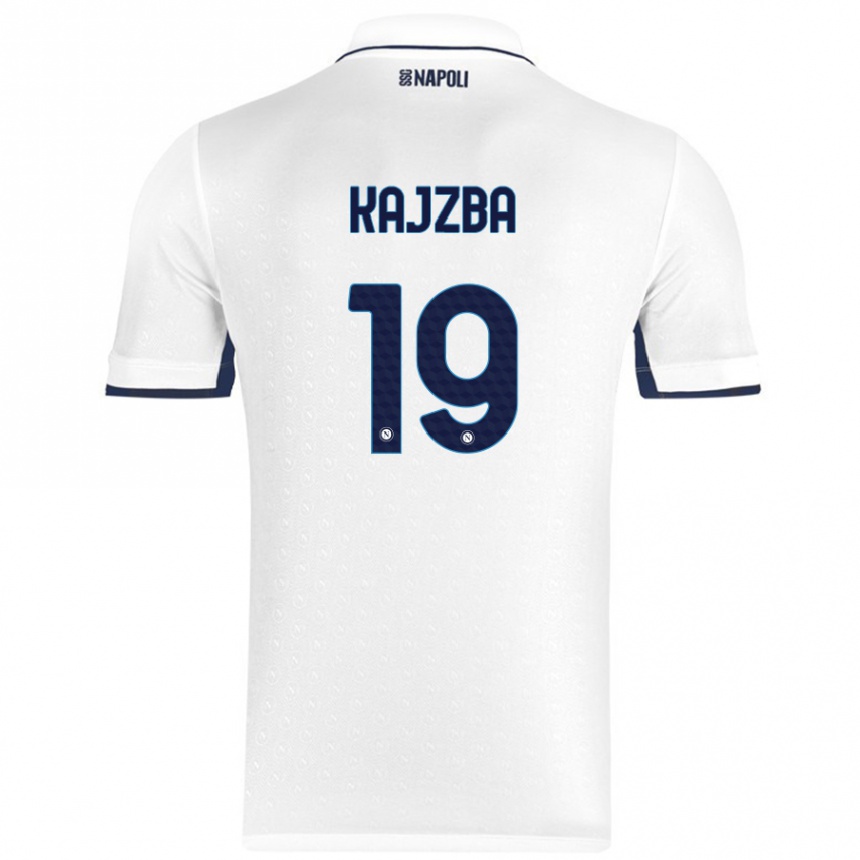 Gyermek Labdarúgás Nina Kajzba #19 Fehér Royal Blue Idegenbeli Jersey 2024/25 Mez Póló Ing