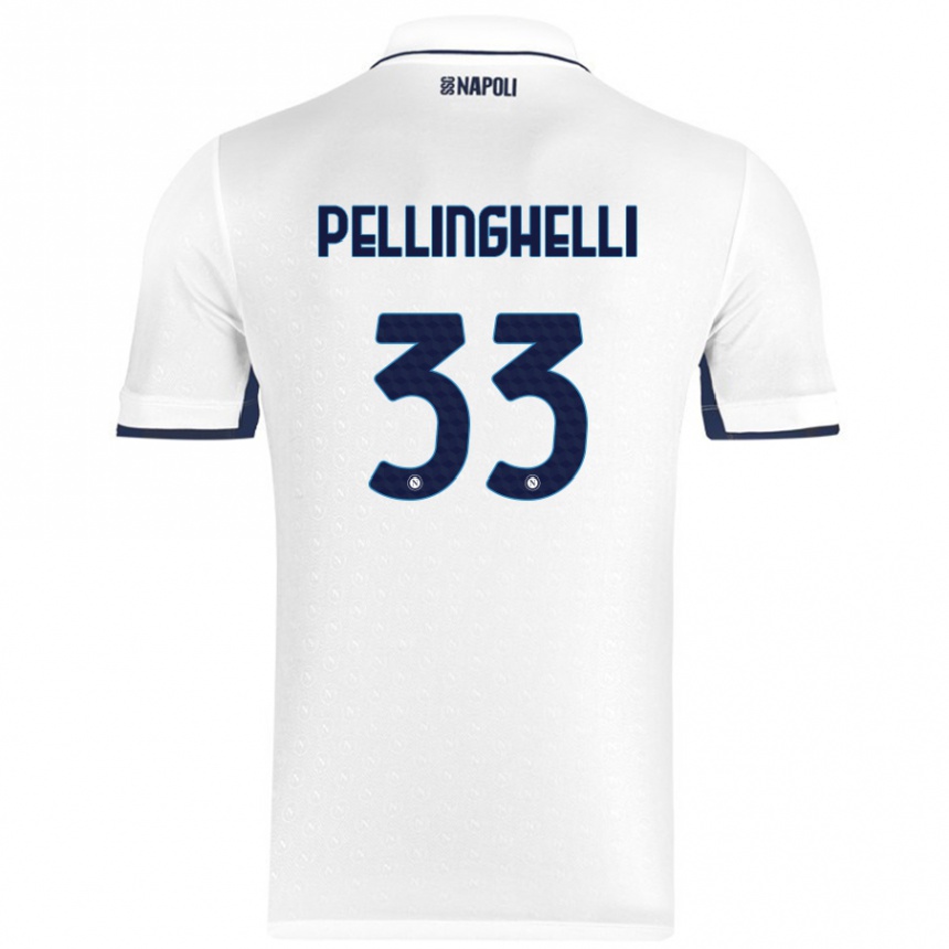 Gyermek Labdarúgás Alice Pellinghelli #33 Fehér Royal Blue Idegenbeli Jersey 2024/25 Mez Póló Ing