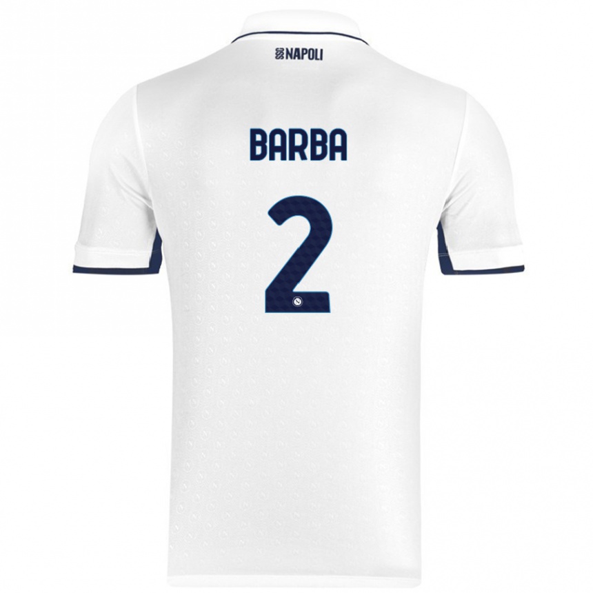 Gyermek Labdarúgás Benedetto Barba #2 Fehér Royal Blue Idegenbeli Jersey 2024/25 Mez Póló Ing