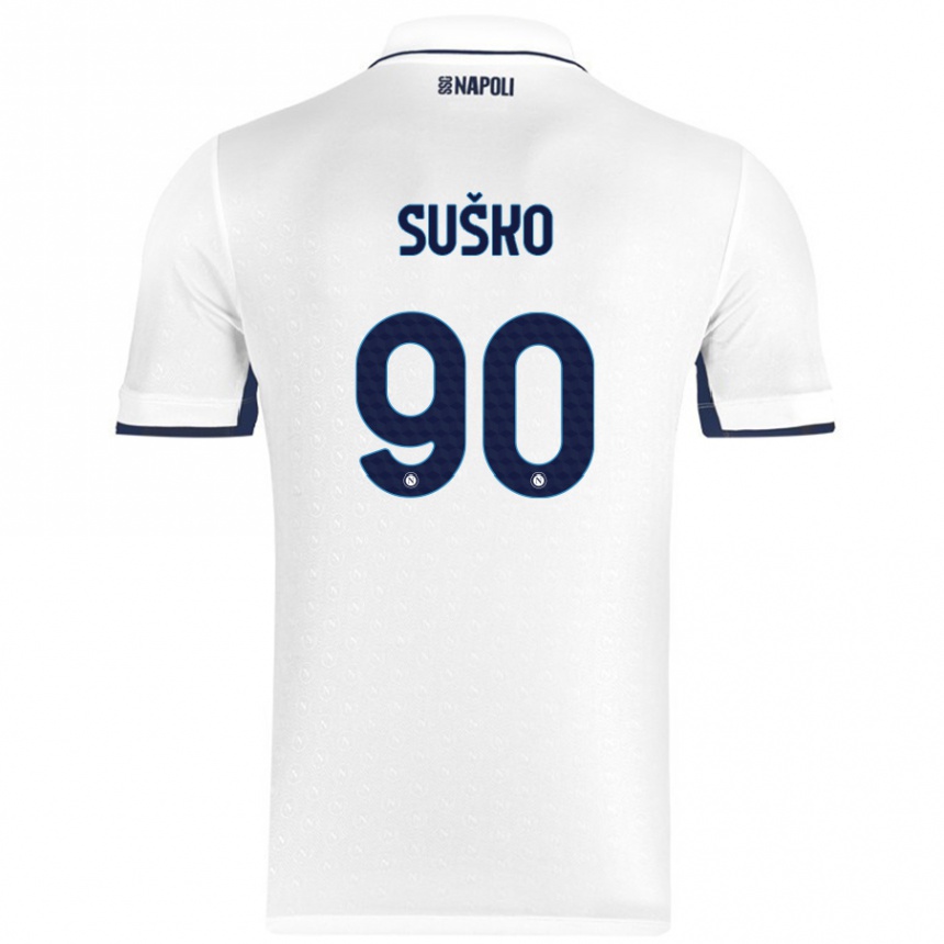 Gyermek Labdarúgás Daniel Suško #90 Fehér Royal Blue Idegenbeli Jersey 2024/25 Mez Póló Ing