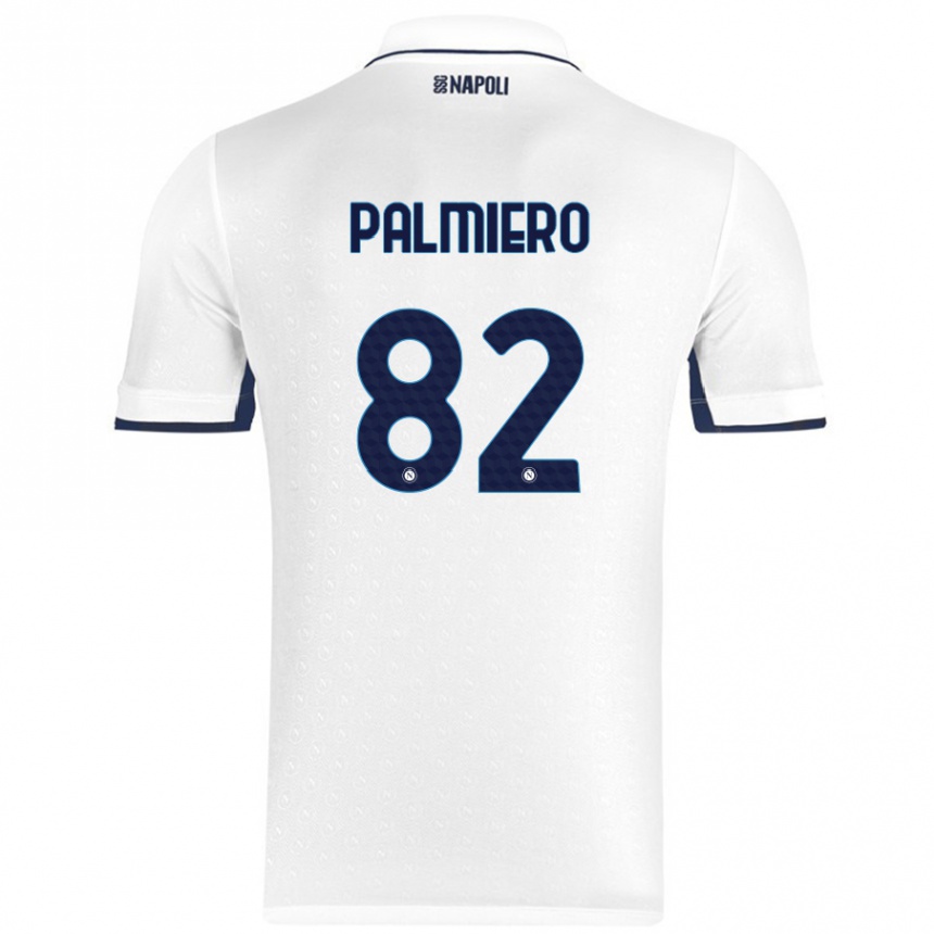 Gyermek Labdarúgás Luca Palmiero #82 Fehér Royal Blue Idegenbeli Jersey 2024/25 Mez Póló Ing