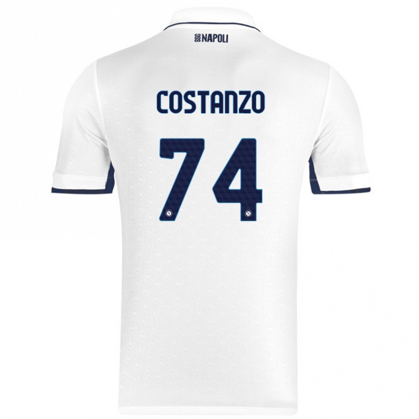 Gyermek Labdarúgás Davide Costanzo #74 Fehér Royal Blue Idegenbeli Jersey 2024/25 Mez Póló Ing