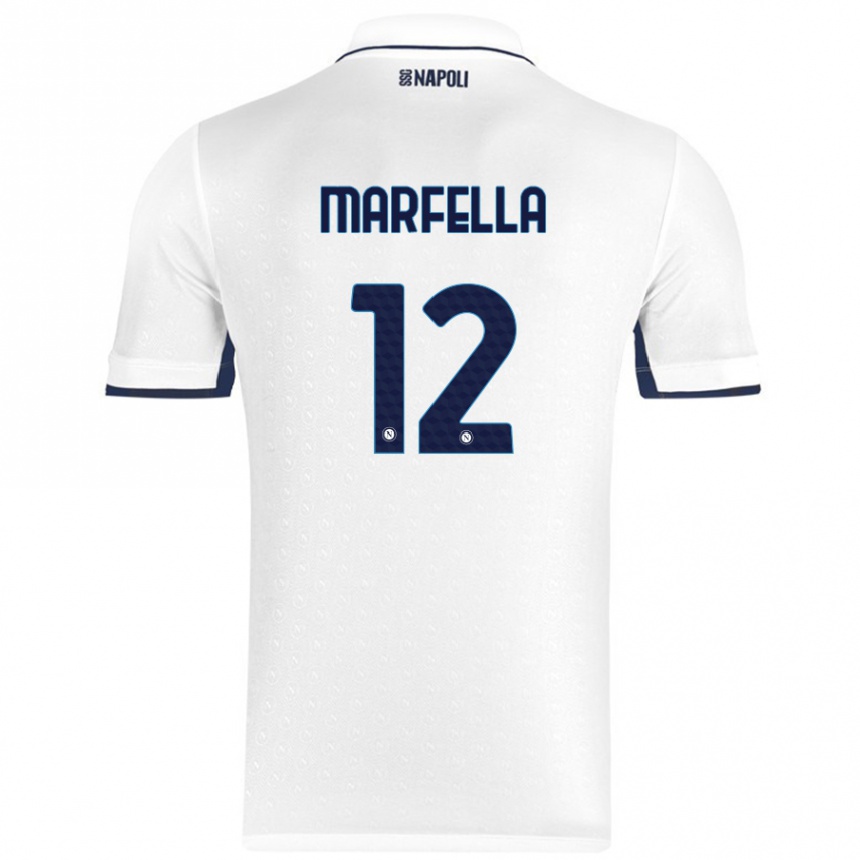 Gyermek Labdarúgás Davide Marfella #12 Fehér Royal Blue Idegenbeli Jersey 2024/25 Mez Póló Ing