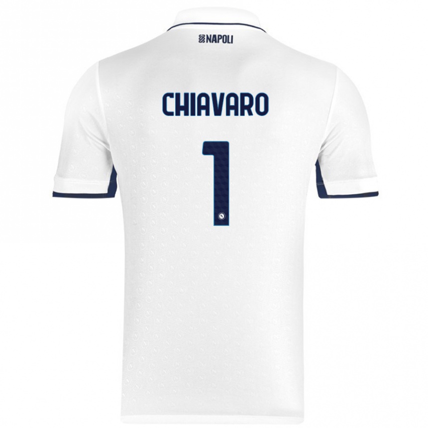 Gyermek Labdarúgás Kelly Chiavaro #1 Fehér Royal Blue Idegenbeli Jersey 2024/25 Mez Póló Ing