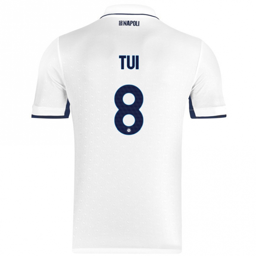 Gyermek Labdarúgás Sara Tui #8 Fehér Royal Blue Idegenbeli Jersey 2024/25 Mez Póló Ing