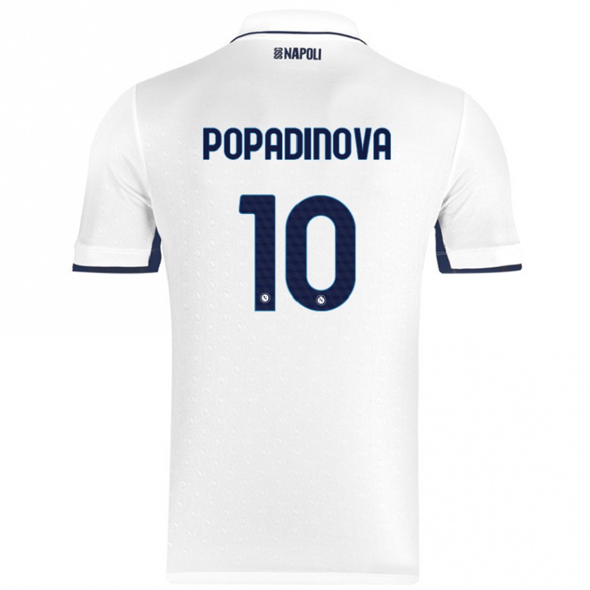 Gyermek Labdarúgás Evdokiya Popadinova #10 Fehér Royal Blue Idegenbeli Jersey 2024/25 Mez Póló Ing