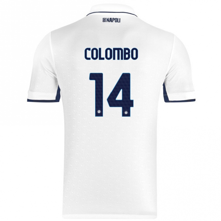 Gyermek Labdarúgás Sofia Colombo #14 Fehér Royal Blue Idegenbeli Jersey 2024/25 Mez Póló Ing