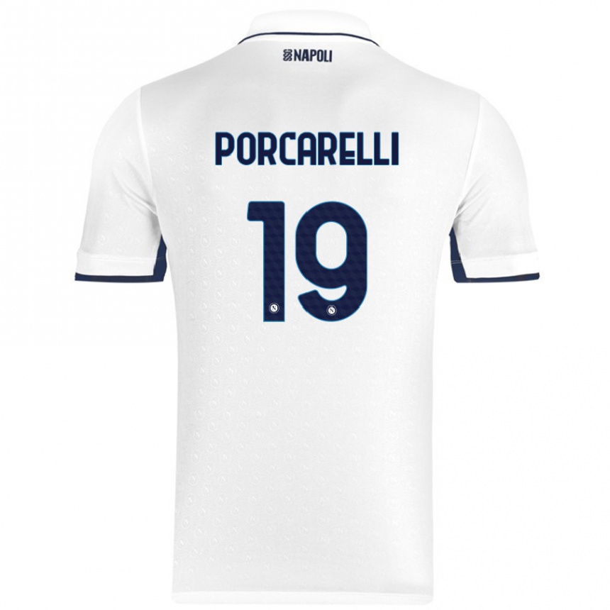 Gyermek Labdarúgás Maddelena Porcarelli #19 Fehér Royal Blue Idegenbeli Jersey 2024/25 Mez Póló Ing