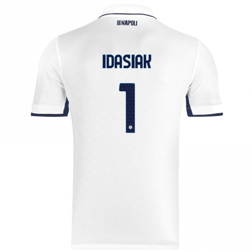 Gyermek Labdarúgás Hubert Dawid Idasiak #1 Fehér Royal Blue Idegenbeli Jersey 2024/25 Mez Póló Ing