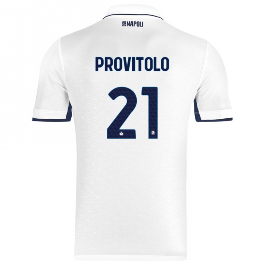 Gyermek Labdarúgás Vincenzo Provitolo #21 Fehér Royal Blue Idegenbeli Jersey 2024/25 Mez Póló Ing