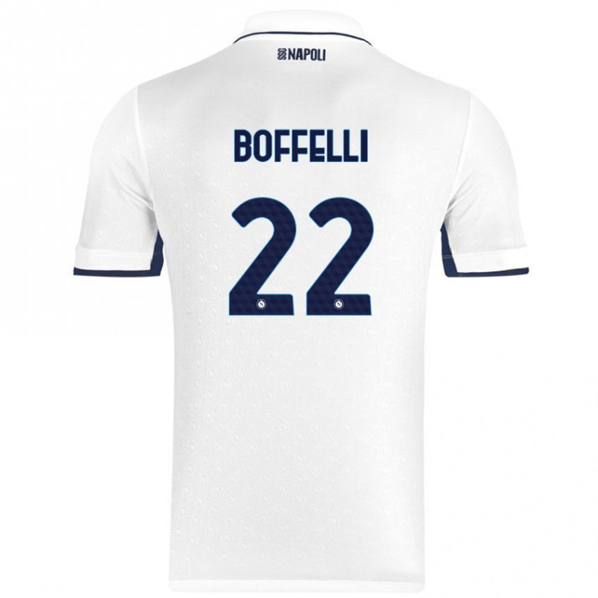 Gyermek Labdarúgás Valerio Boffelli #22 Fehér Royal Blue Idegenbeli Jersey 2024/25 Mez Póló Ing