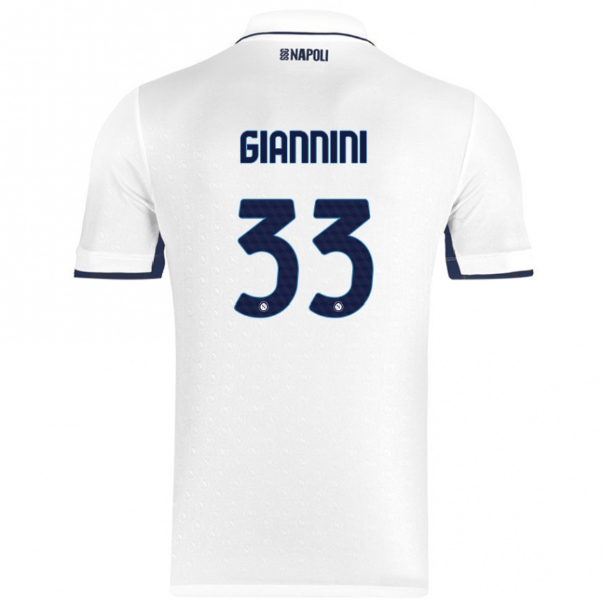 Gyermek Labdarúgás Enrico Giannini #33 Fehér Royal Blue Idegenbeli Jersey 2024/25 Mez Póló Ing