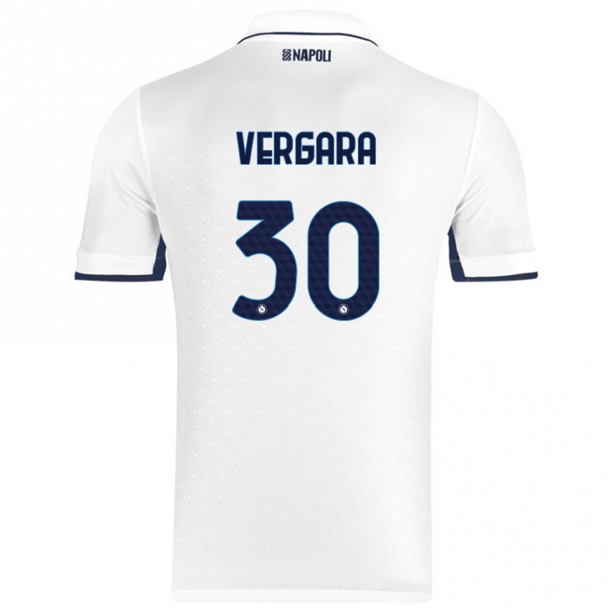 Gyermek Labdarúgás Antonio Vergara #30 Fehér Royal Blue Idegenbeli Jersey 2024/25 Mez Póló Ing