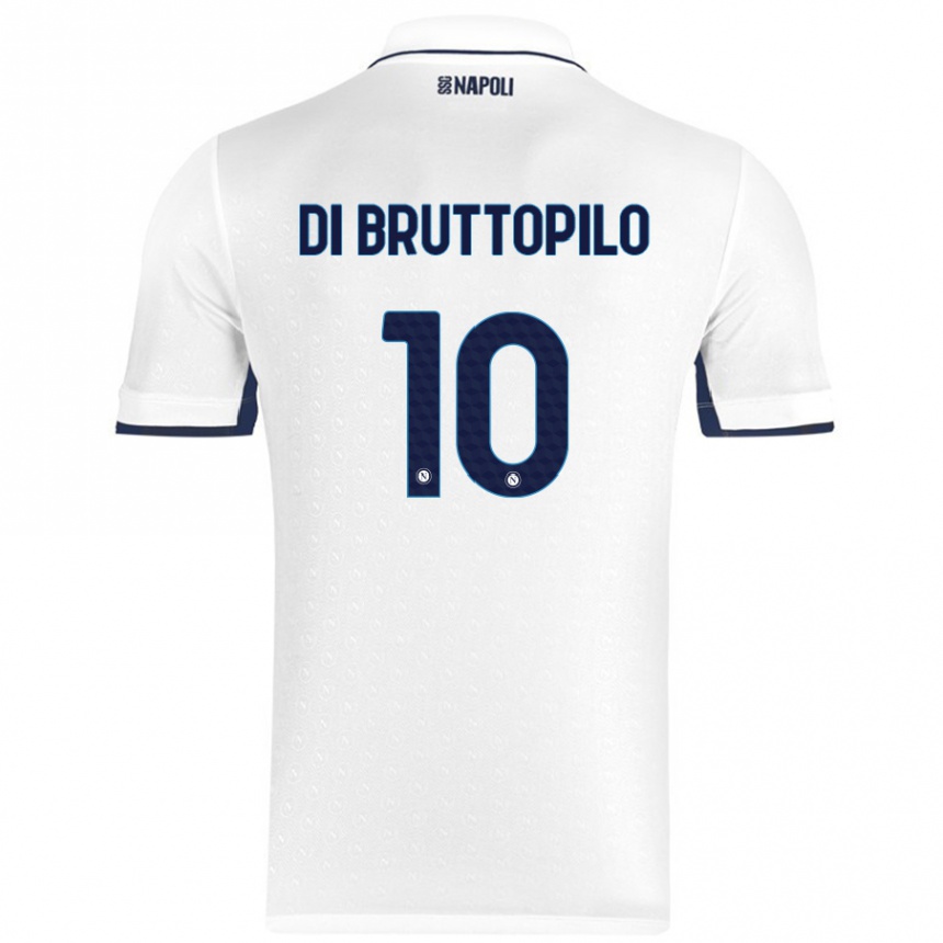 Gyermek Labdarúgás Giuseppe Ambrosino Di Bruttopilo #10 Fehér Royal Blue Idegenbeli Jersey 2024/25 Mez Póló Ing