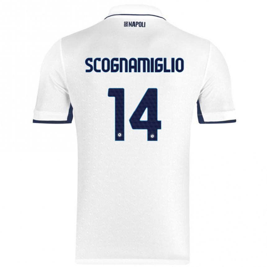 Gyermek Labdarúgás Fabio Scognamiglio #14 Fehér Royal Blue Idegenbeli Jersey 2024/25 Mez Póló Ing