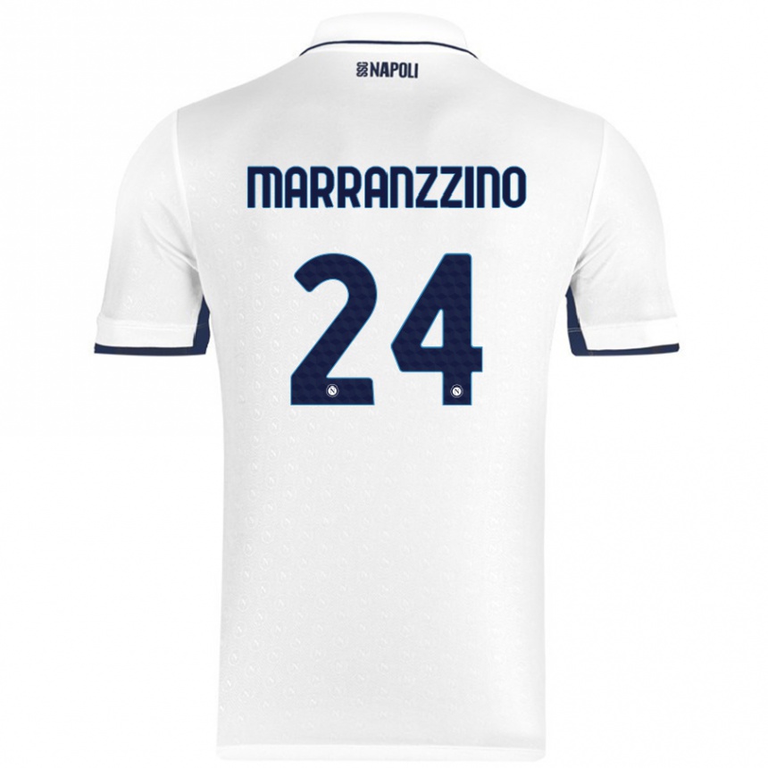 Gyermek Labdarúgás Pasquale Marranzzino #24 Fehér Royal Blue Idegenbeli Jersey 2024/25 Mez Póló Ing