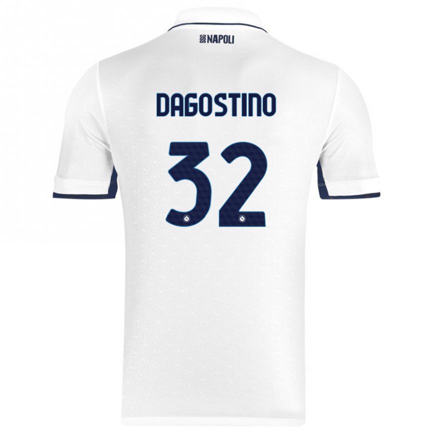 Gyermek Labdarúgás Giuseppe Dagostino #32 Fehér Royal Blue Idegenbeli Jersey 2024/25 Mez Póló Ing