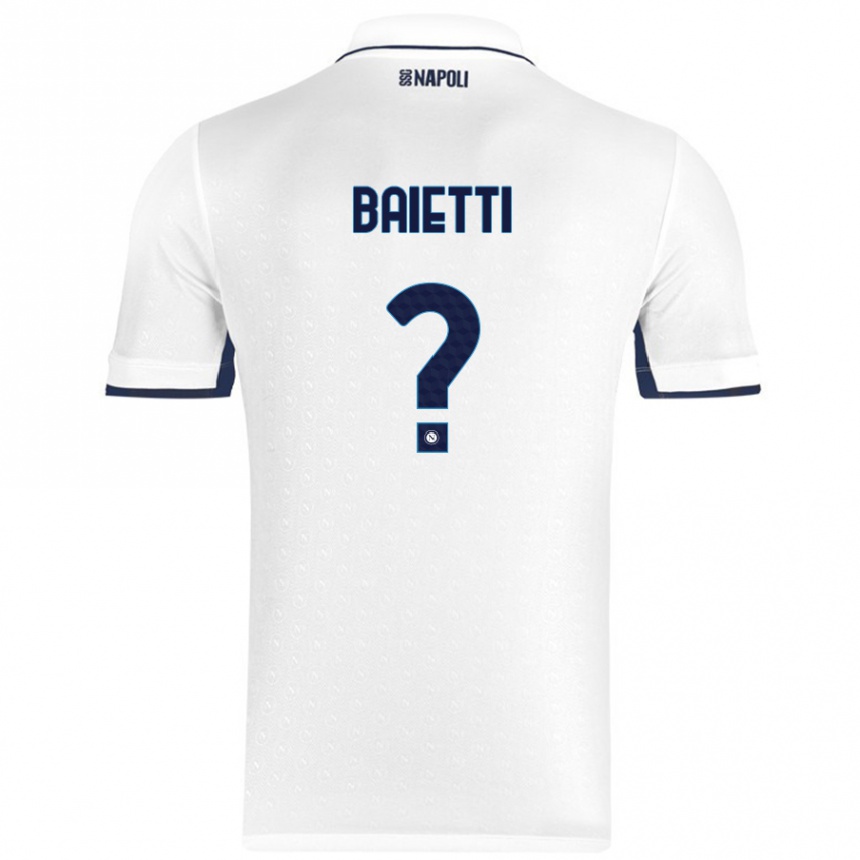 Gyermek Labdarúgás Francesco Baietti #0 Fehér Royal Blue Idegenbeli Jersey 2024/25 Mez Póló Ing