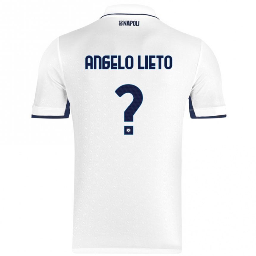 Gyermek Labdarúgás Angelo Lieto #0 Fehér Royal Blue Idegenbeli Jersey 2024/25 Mez Póló Ing