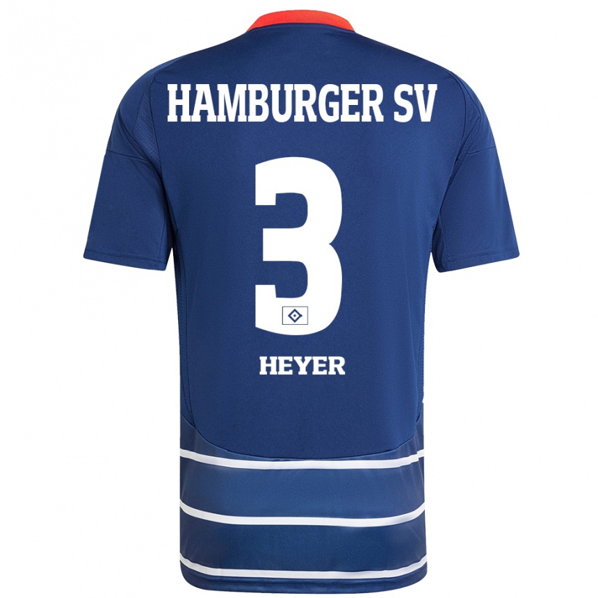 Gyermek Labdarúgás Moritz Heyer #3 Sötétkék Idegenbeli Jersey 2024/25 Mez Póló Ing