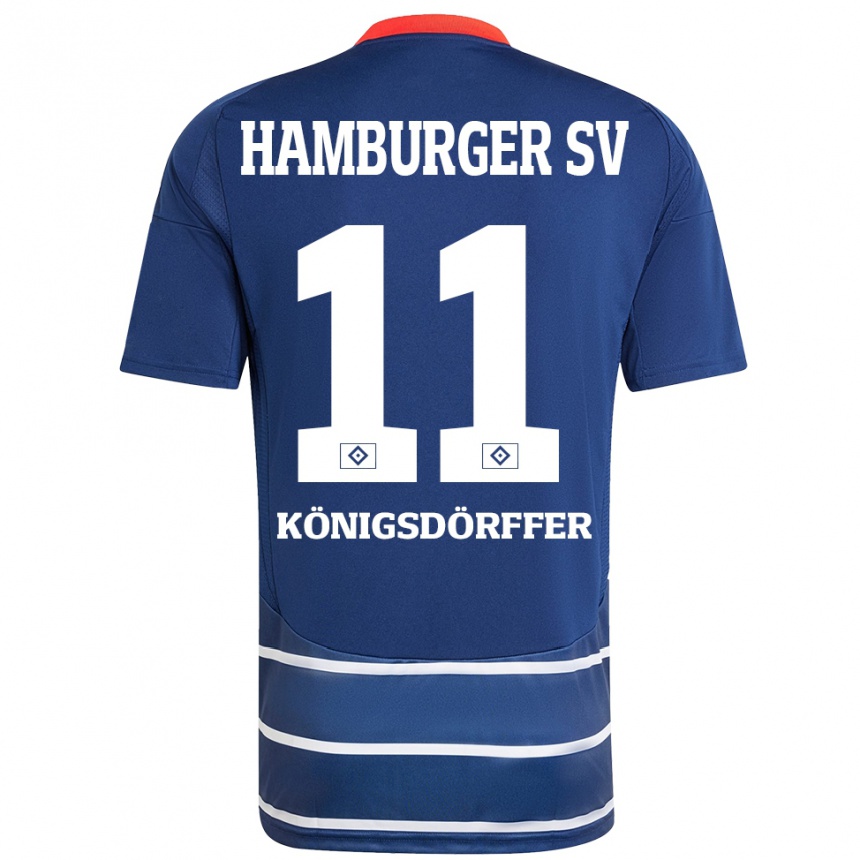 Gyermek Labdarúgás Ransford Königsdörffer #11 Sötétkék Idegenbeli Jersey 2024/25 Mez Póló Ing