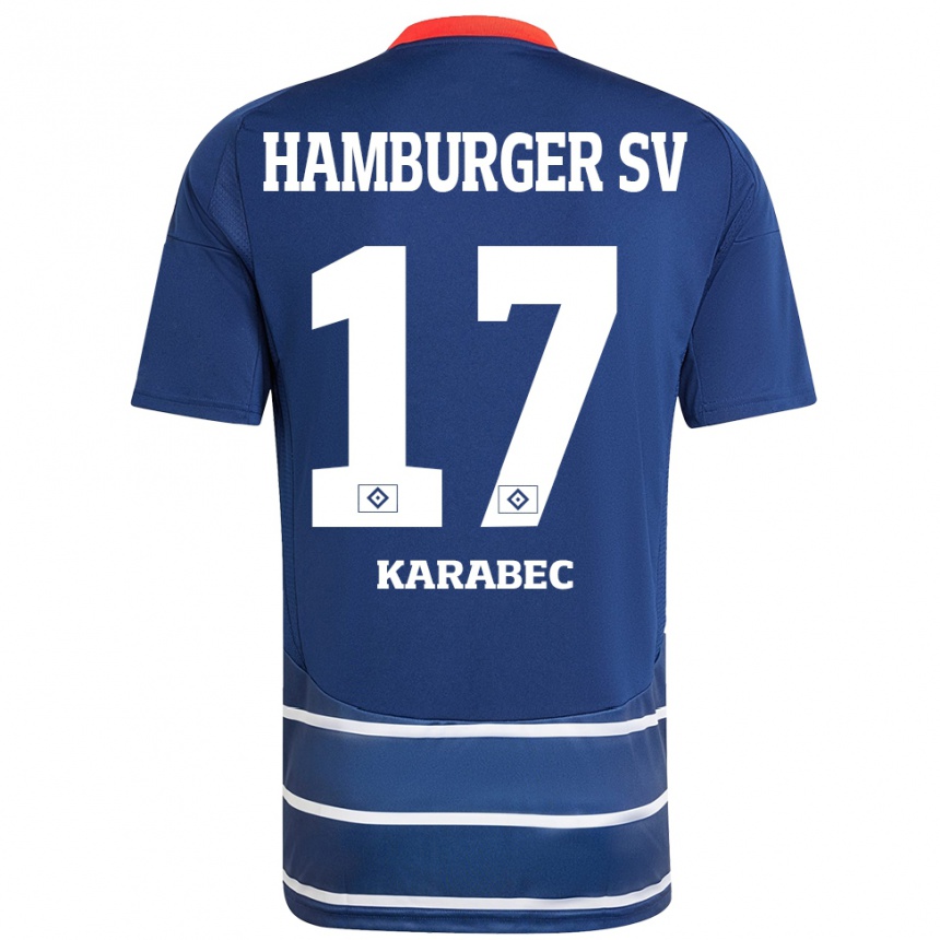 Gyermek Labdarúgás Adam Karabec #17 Sötétkék Idegenbeli Jersey 2024/25 Mez Póló Ing