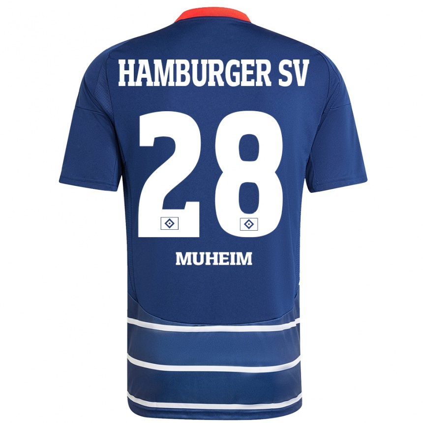 Gyermek Labdarúgás Miro Muheim #28 Sötétkék Idegenbeli Jersey 2024/25 Mez Póló Ing