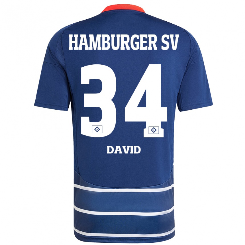 Gyermek Labdarúgás Jonas David #34 Sötétkék Idegenbeli Jersey 2024/25 Mez Póló Ing