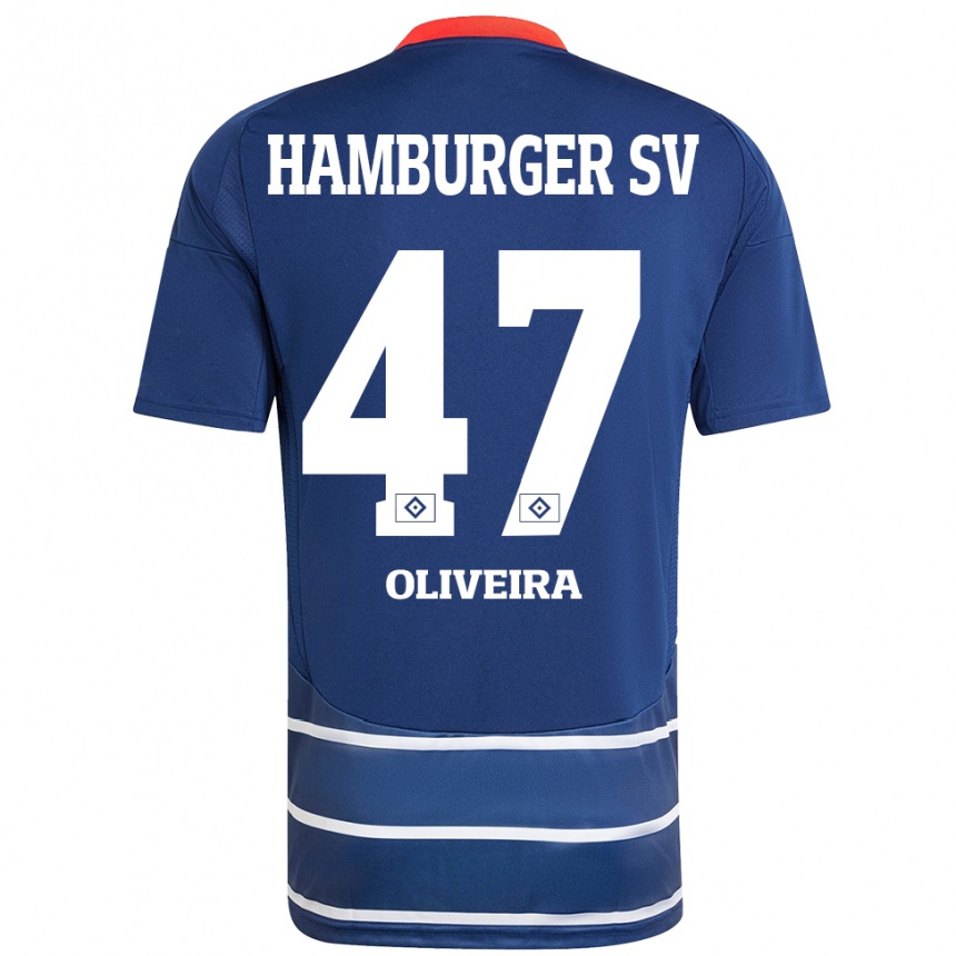 Gyermek Labdarúgás Nicolas Oliveira #47 Sötétkék Idegenbeli Jersey 2024/25 Mez Póló Ing