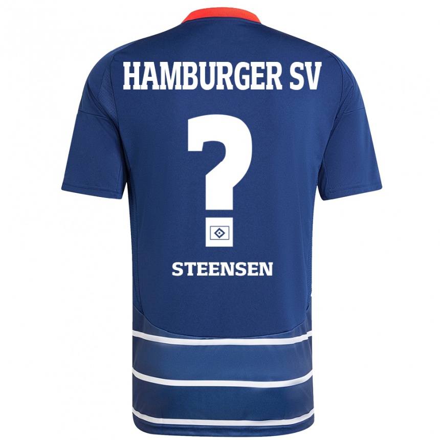 Gyermek Labdarúgás Mika Steensen #0 Sötétkék Idegenbeli Jersey 2024/25 Mez Póló Ing