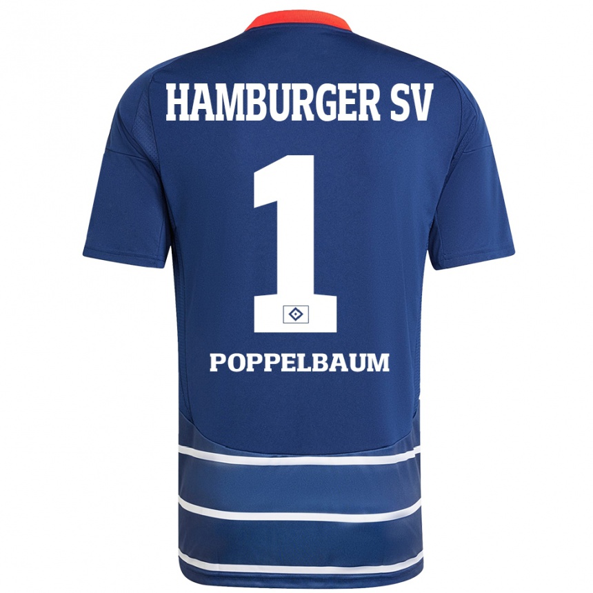 Gyermek Labdarúgás Colin Poppelbaum #1 Sötétkék Idegenbeli Jersey 2024/25 Mez Póló Ing