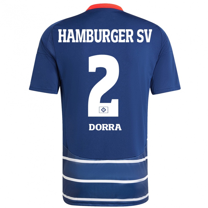 Gyermek Labdarúgás Raphael Dorra #2 Sötétkék Idegenbeli Jersey 2024/25 Mez Póló Ing