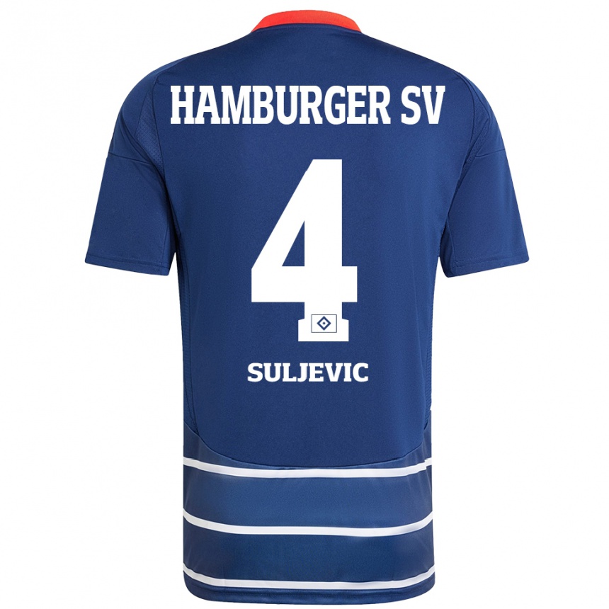 Gyermek Labdarúgás Almin Suljevic #4 Sötétkék Idegenbeli Jersey 2024/25 Mez Póló Ing