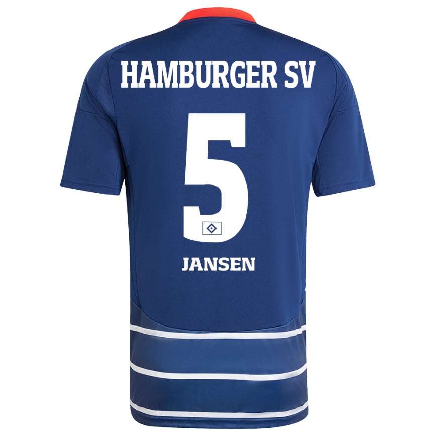 Gyermek Labdarúgás Marcell Jansen #5 Sötétkék Idegenbeli Jersey 2024/25 Mez Póló Ing