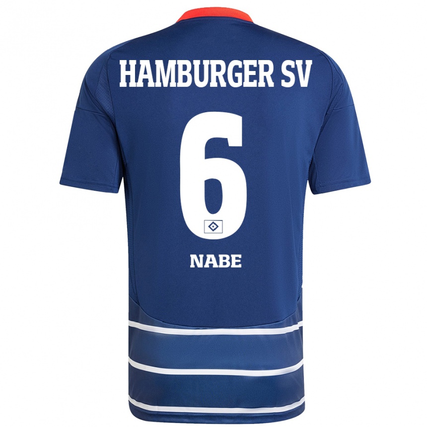 Gyermek Labdarúgás Jamal Nabe #6 Sötétkék Idegenbeli Jersey 2024/25 Mez Póló Ing