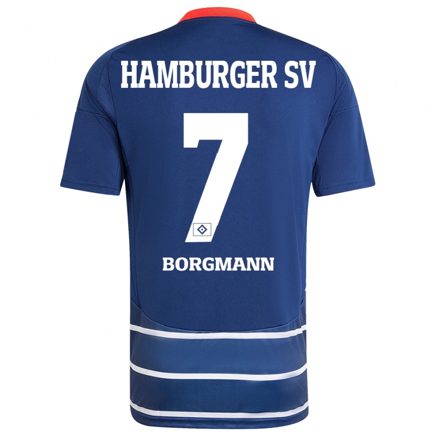 Gyermek Labdarúgás Marcus Borgmann #7 Sötétkék Idegenbeli Jersey 2024/25 Mez Póló Ing