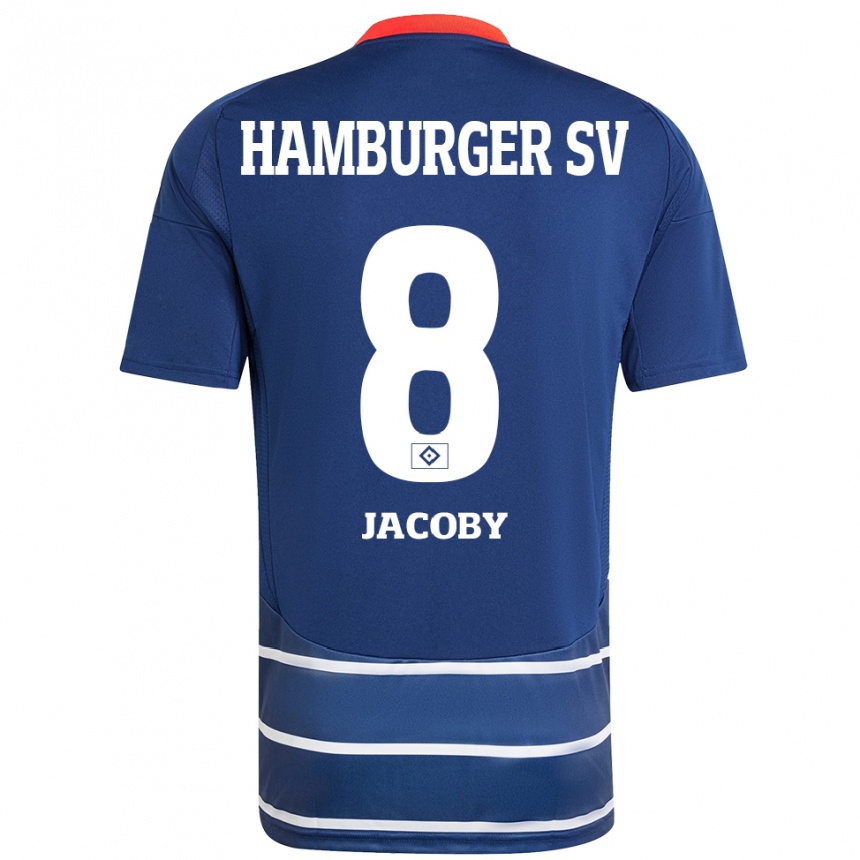 Gyermek Labdarúgás Leandro Jacoby #8 Sötétkék Idegenbeli Jersey 2024/25 Mez Póló Ing