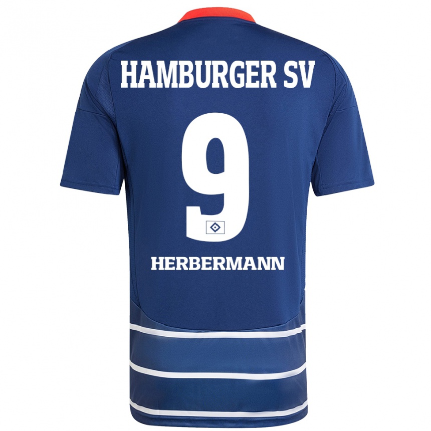 Gyermek Labdarúgás Kevin Herbermann #9 Sötétkék Idegenbeli Jersey 2024/25 Mez Póló Ing