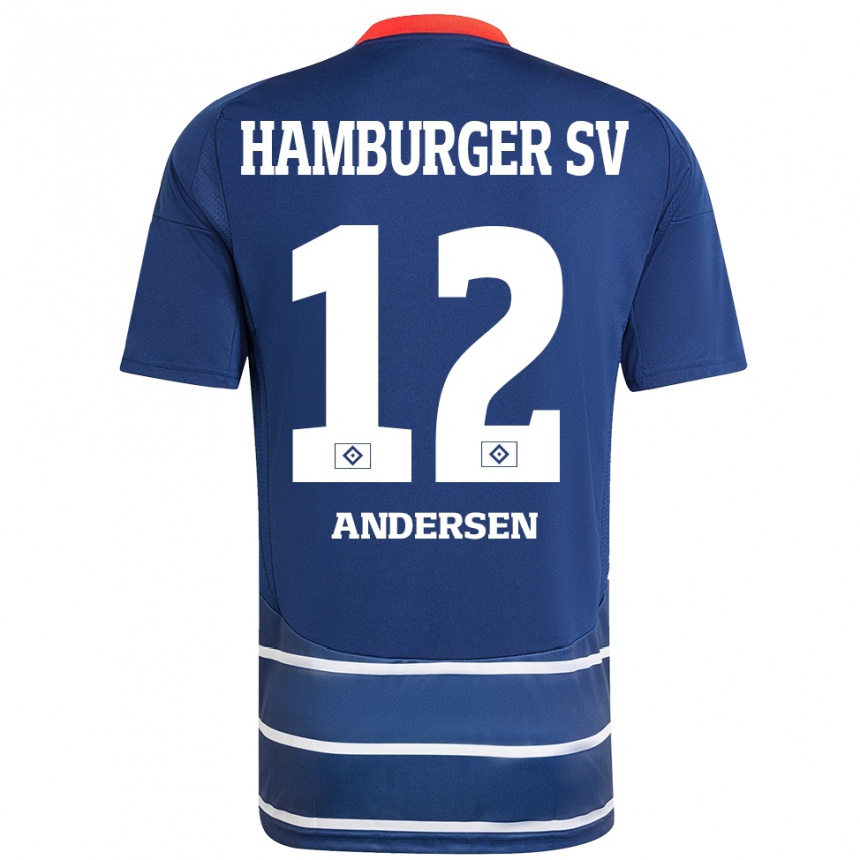 Gyermek Labdarúgás Patrick Andersen #12 Sötétkék Idegenbeli Jersey 2024/25 Mez Póló Ing