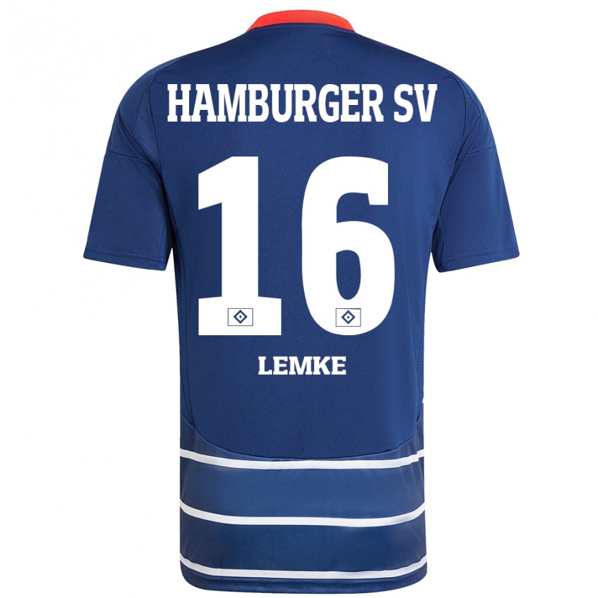 Gyermek Labdarúgás Louis Lemke #16 Sötétkék Idegenbeli Jersey 2024/25 Mez Póló Ing